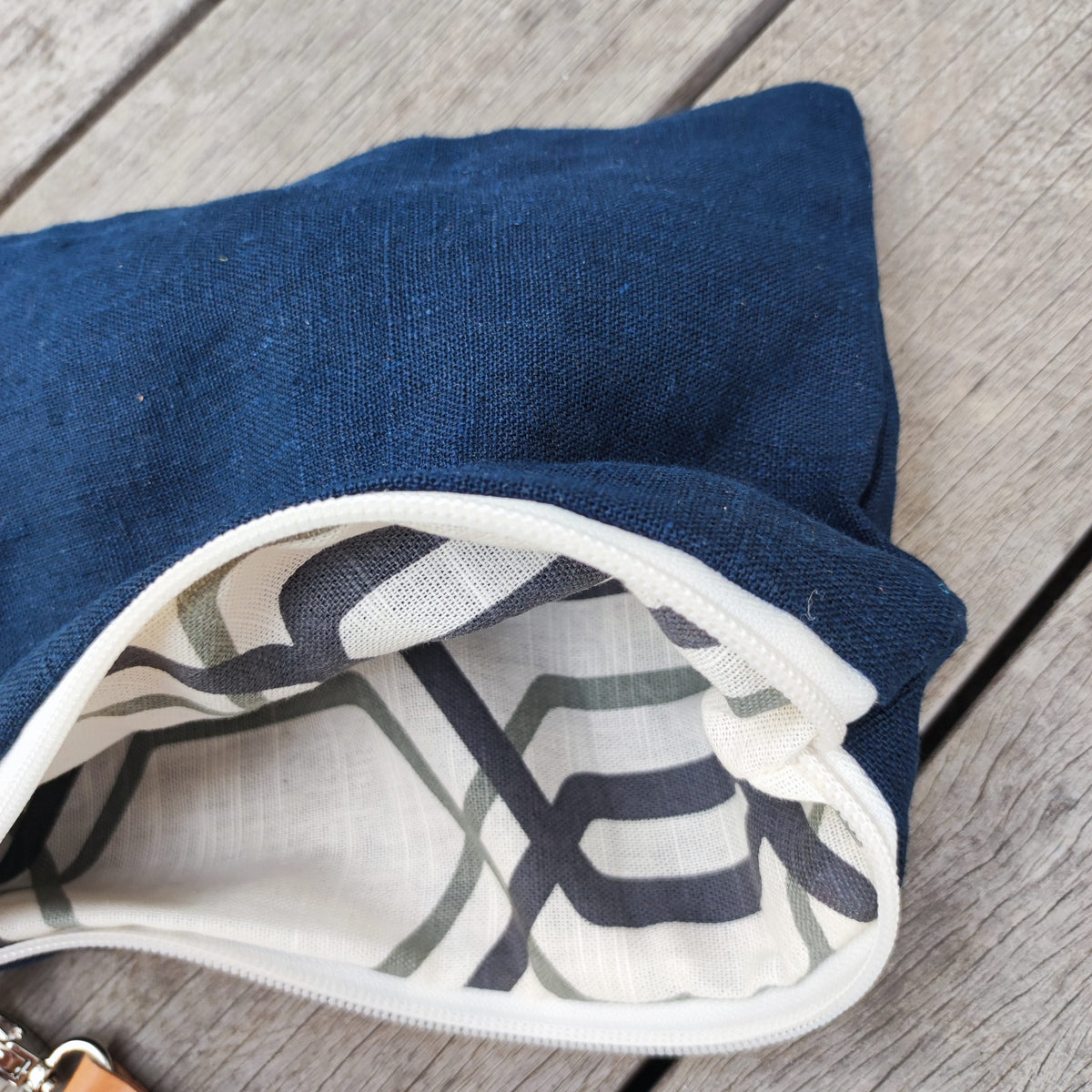 Pochette/tracollina lino blu