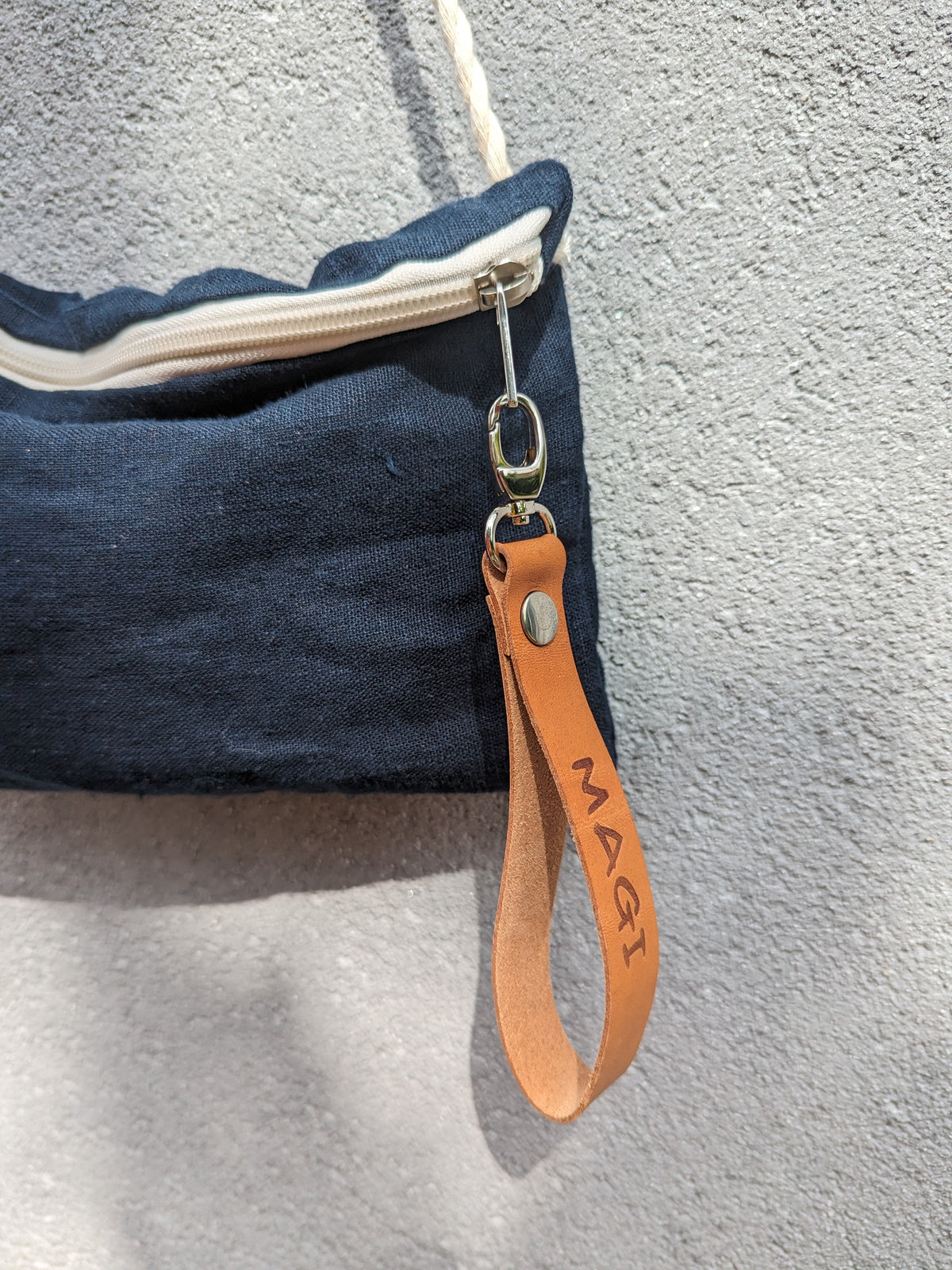 Pochette/tracollina lino blu
