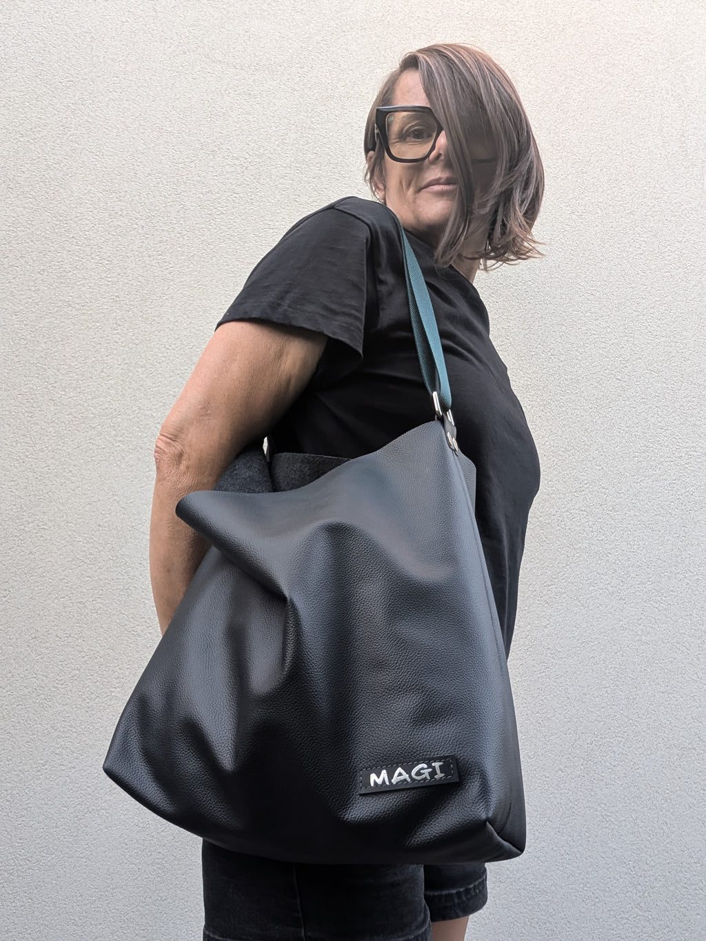 Hobo nera tracolla verde