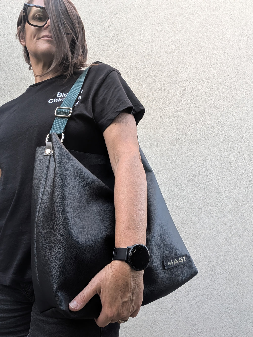 Hobo nera tracolla verde