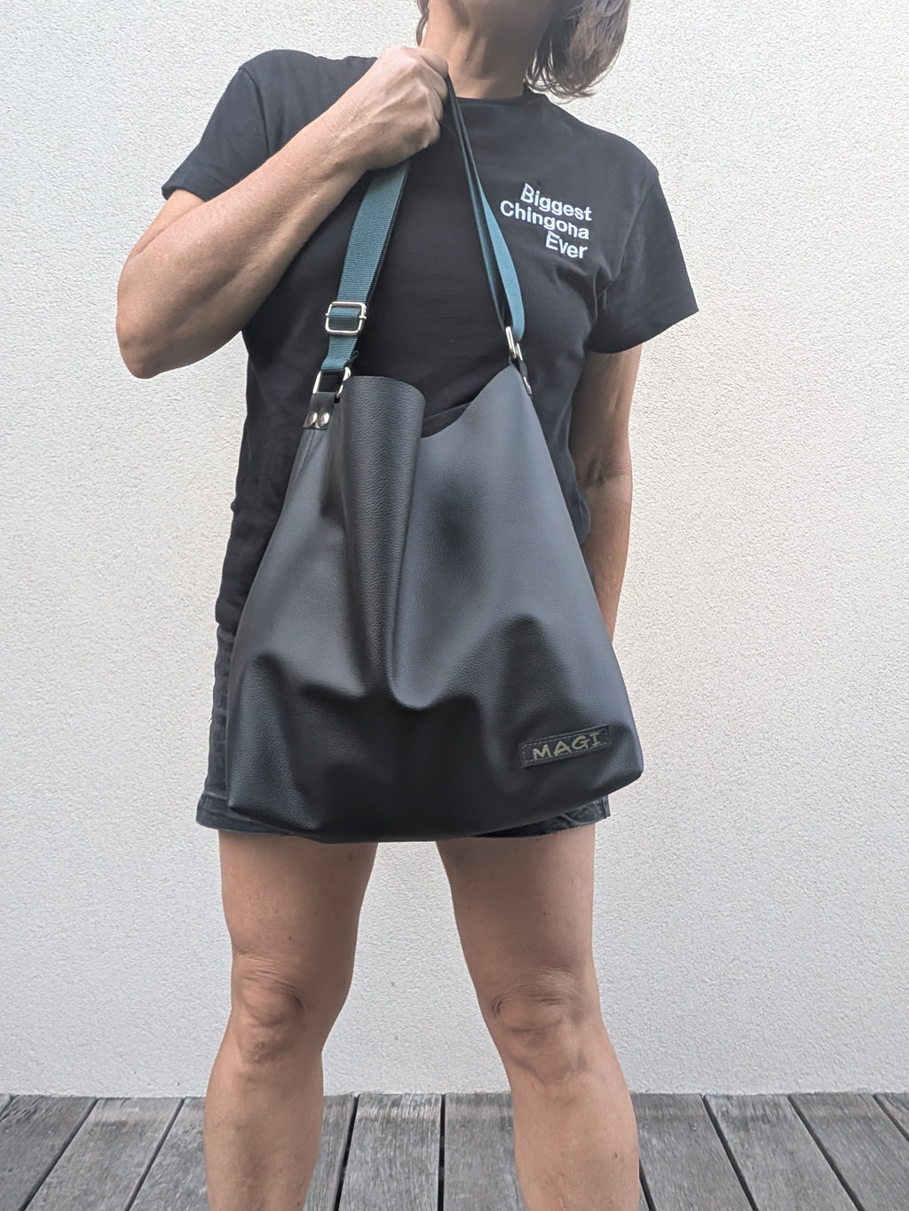 Hobo nera tracolla verde