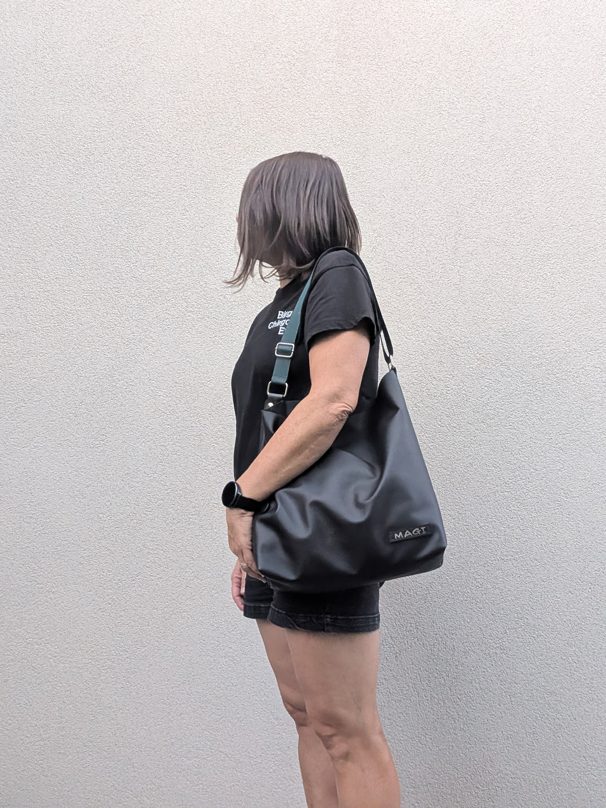 Hobo nera tracolla verde